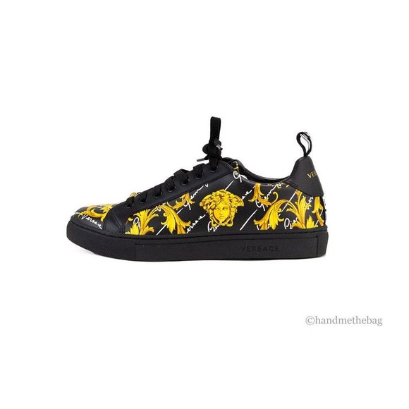 NEW Versace Mens Low Top Leather Vitello St. Barocco Print Sneaker Shoes Size 9 - Picture 3 of 10